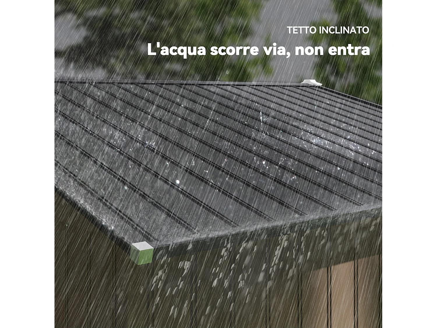 Casetta da giardino in acciaio con 2 porte scorrevoli marrone