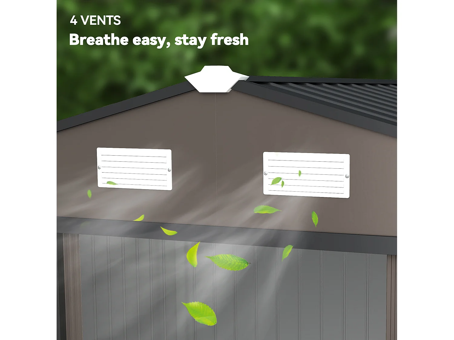 Casetta da giardino in acciaio con 2 porte scorrevoli marrone