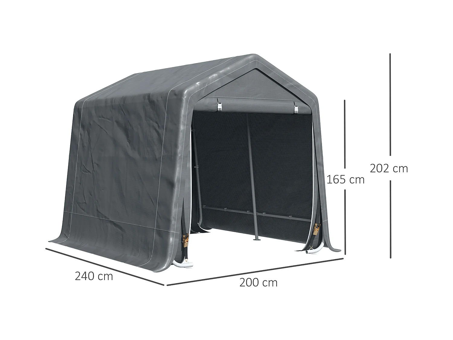 Tenda garage 2.4x2 m per veicoli e bici in metallo e pe grigio scuro