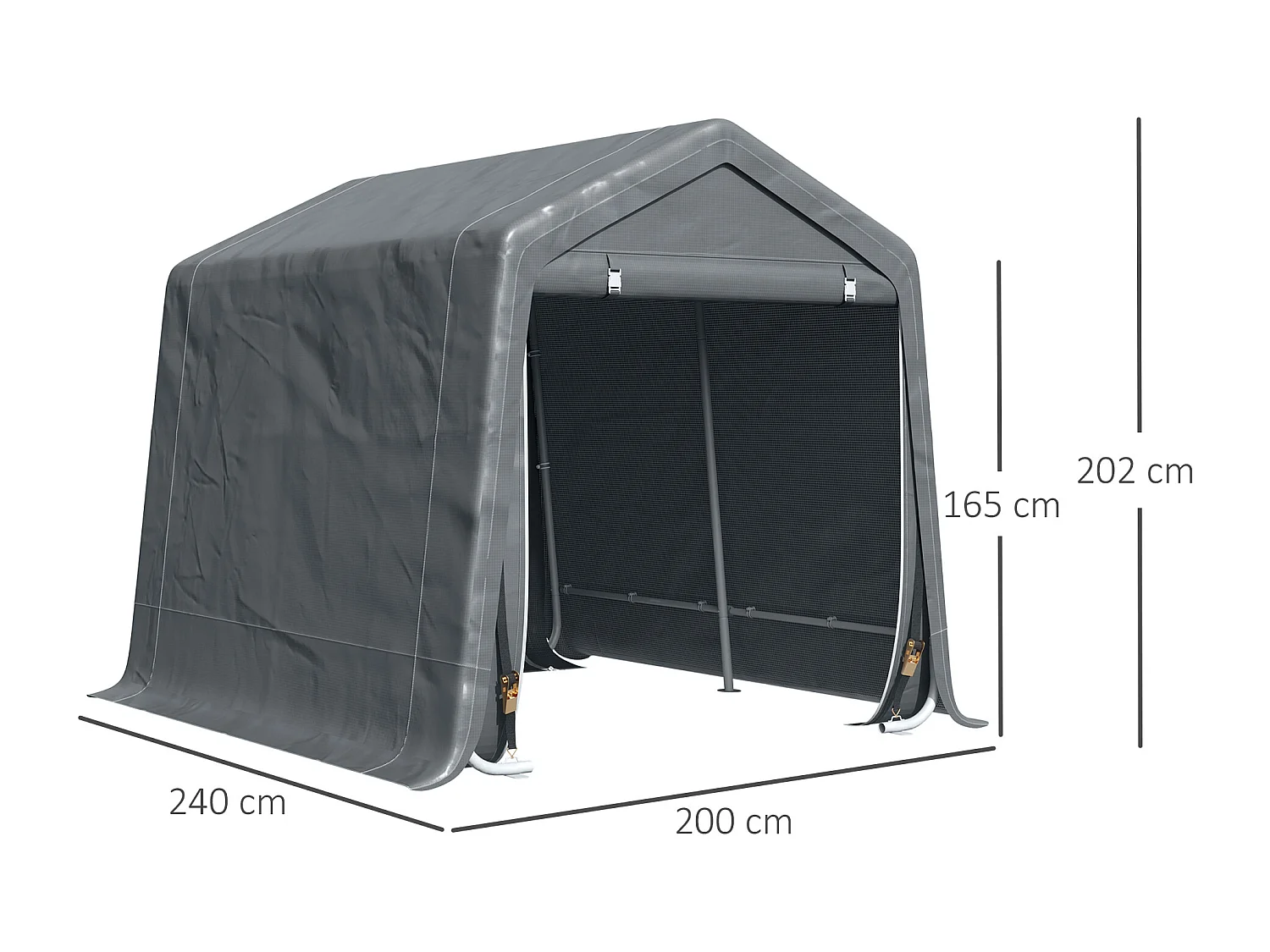 Tenda garage 2.4x2 m per veicoli e bici in metallo e pe grigio scuro