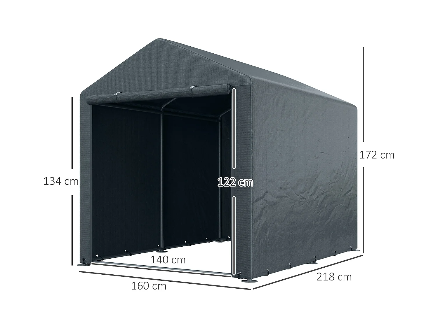 Capanno porta attrezzi tenda garage per bici 1.6x2m grigio scuro