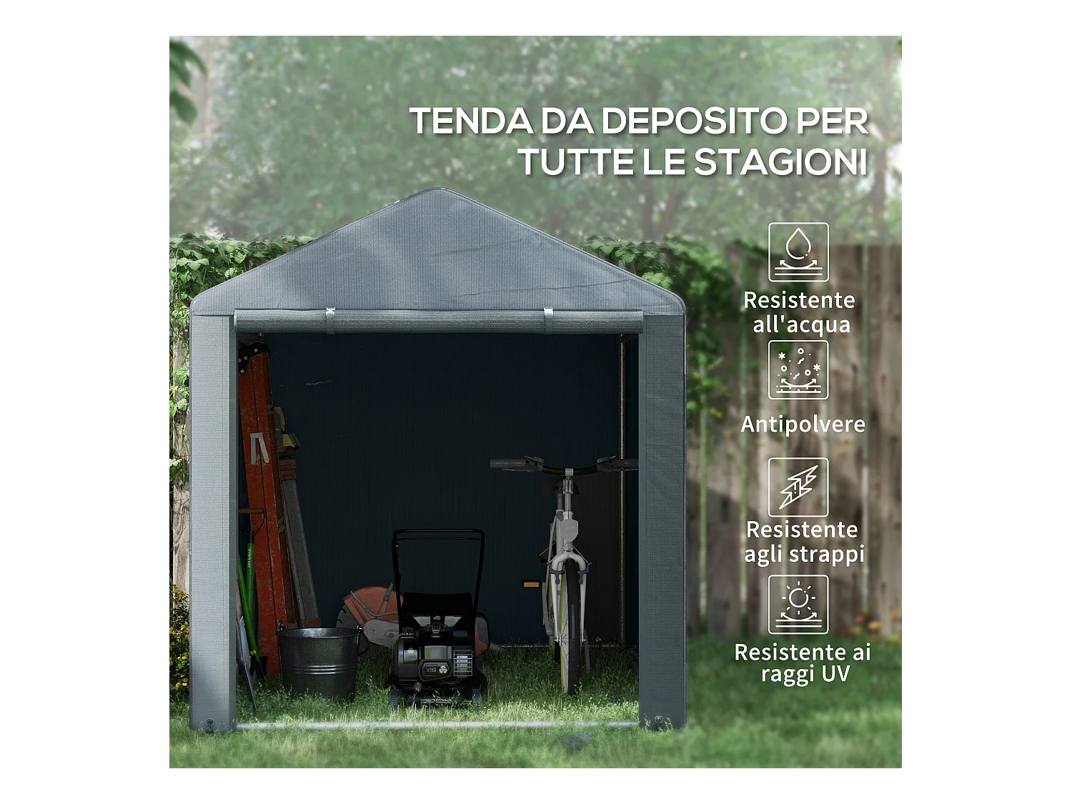 Capanno porta attrezzi tenda garage per bici 1.6x2m grigio scuro