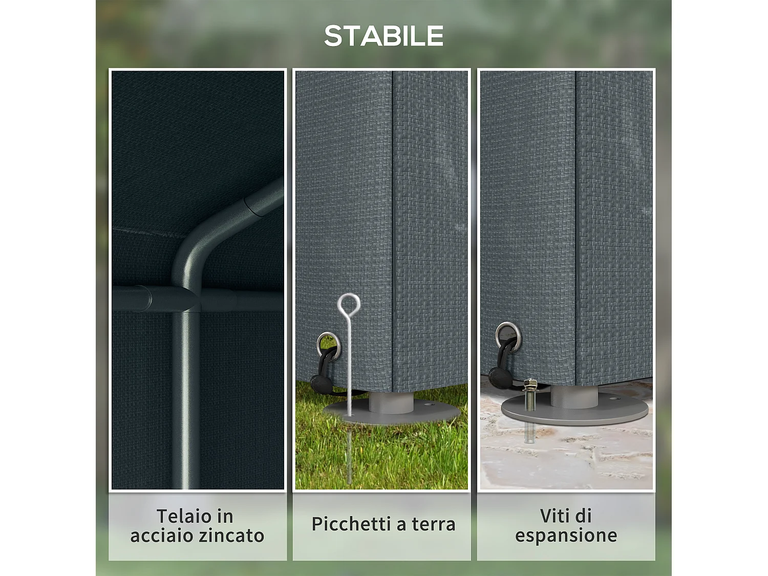 Capanno porta attrezzi tenda garage per bici 1.6x2m grigio scuro