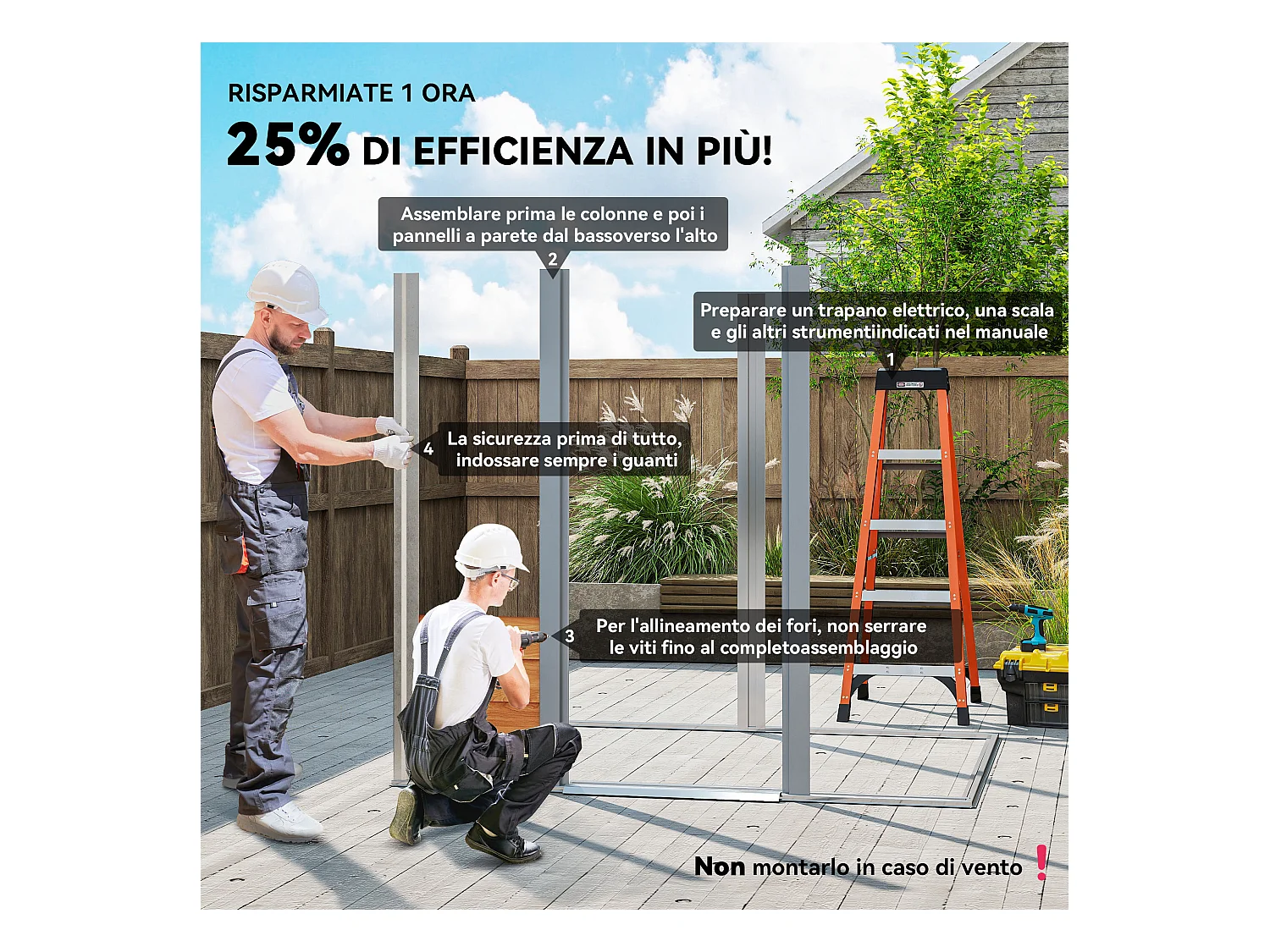 Casetta da giardino in acciaio con base 197x163x178-200cm