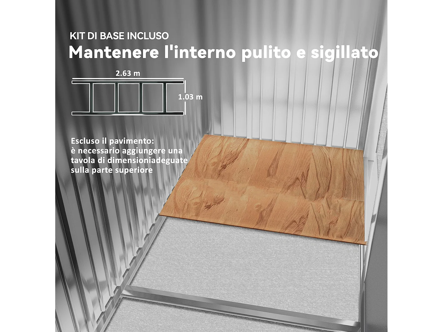 Capanno attrezzi in acciaio con porte scorrevoli 277x195x192 cm grigia