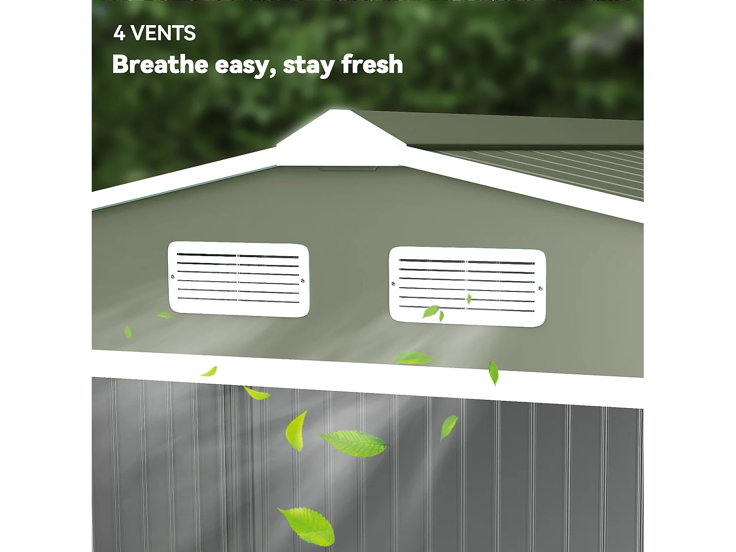 Casetta da giardino 277x195x192cm 2 porte 4 prese d'aria