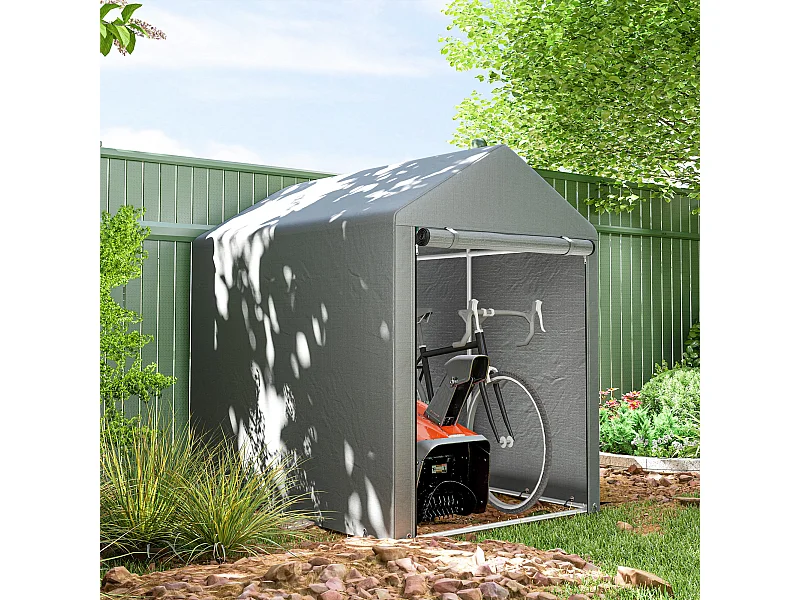 Capanno per attrezzi anti uv con porta a zip grigio chiaro