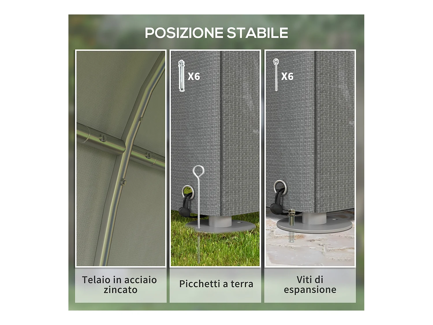 Capanno per attrezzi anti uv con porta a zip grigio chiaro