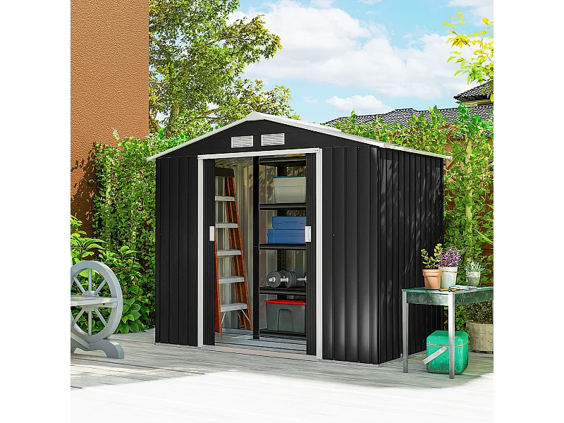 Casetta da giardino in lamiera porte scorrevoli 213x130x185cm