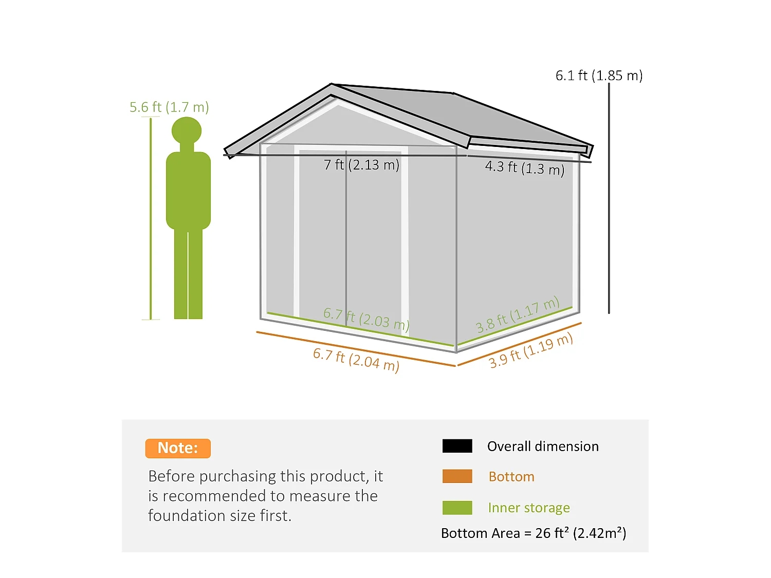 Casetta da giardino in lamiera porte scorrevoli 213x130x185cm