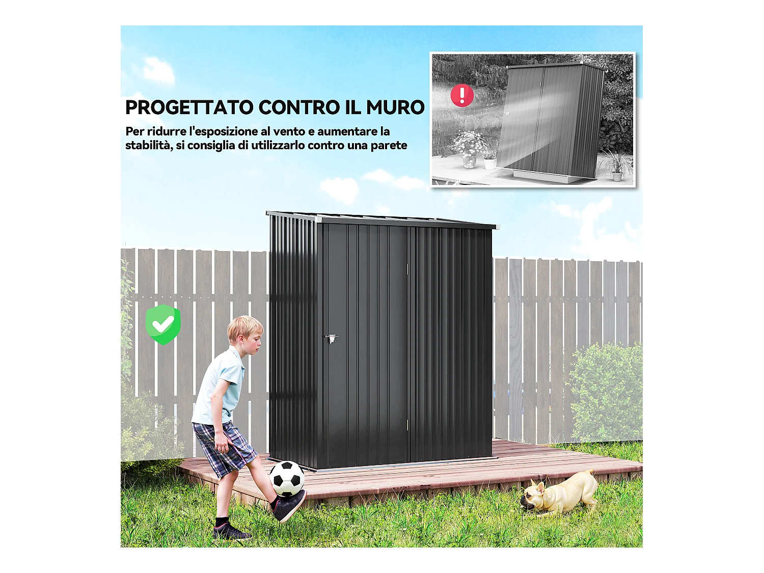 Casetta da giardino porta utensili in lamiera con serratura