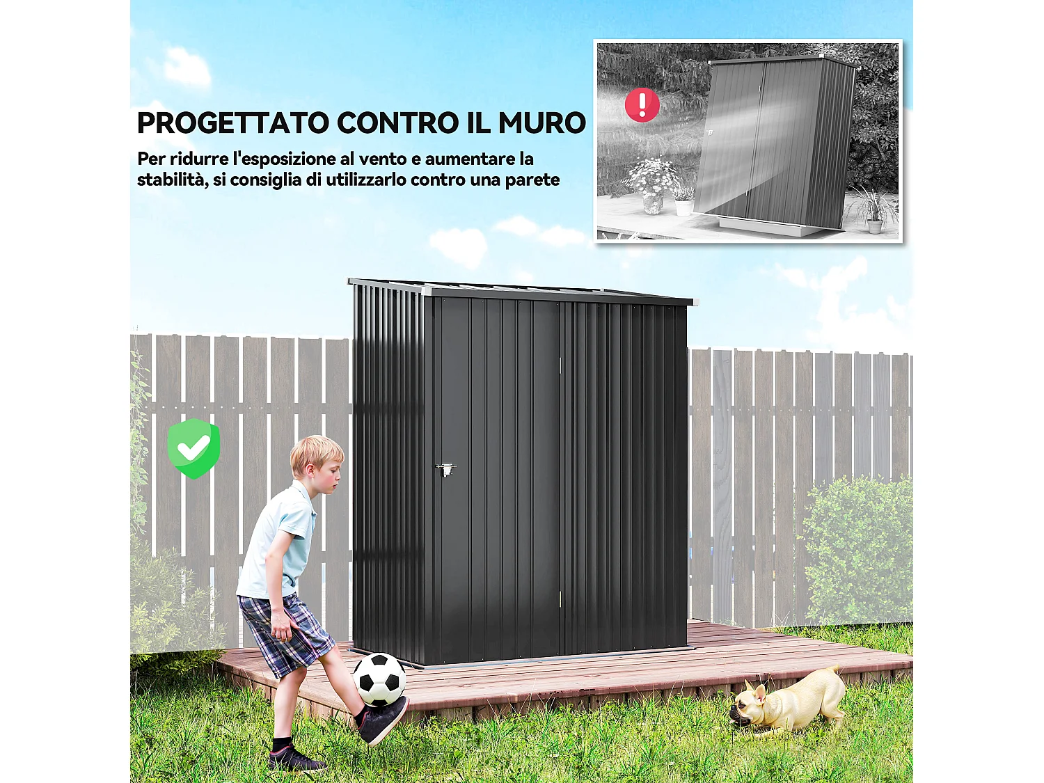 Casetta da giardino porta utensili in lamiera con serratura