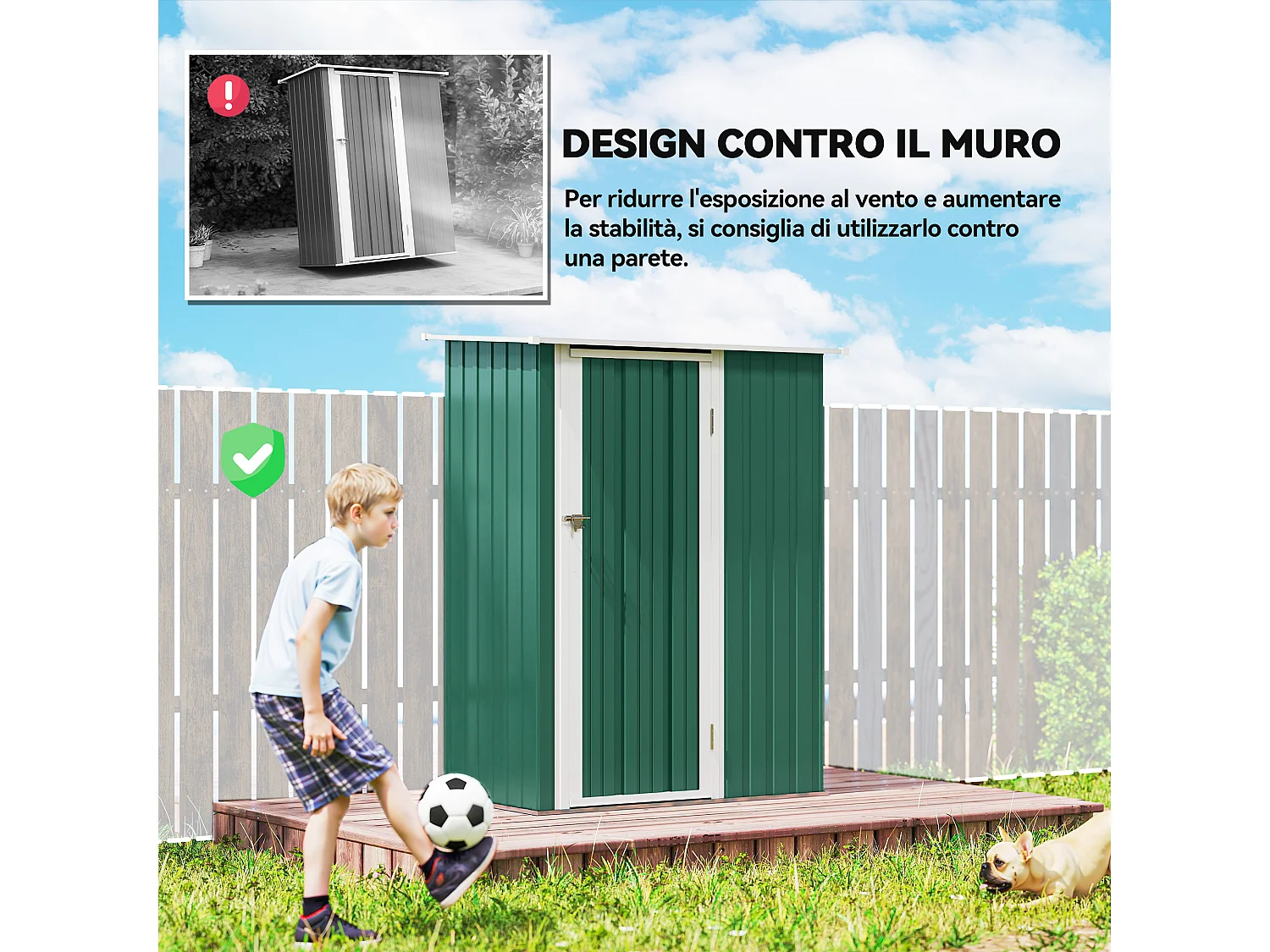 Casetta porta attrezzi acciaio impermeabile 142x84x189cm