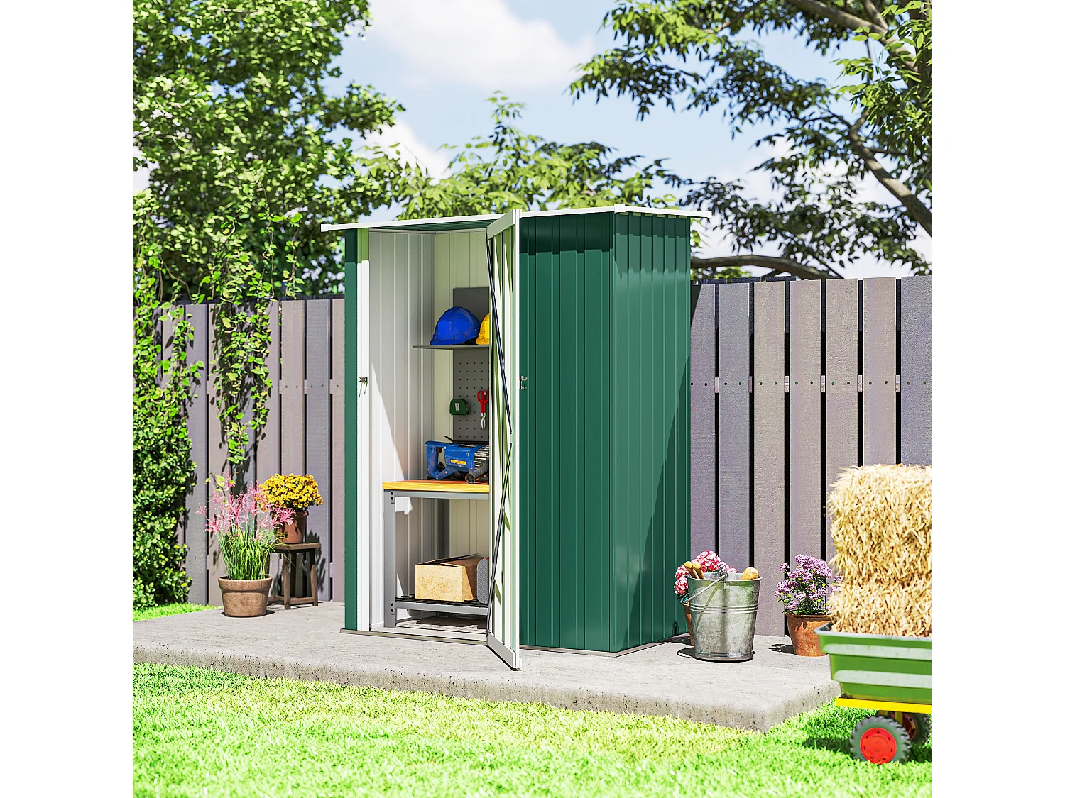 Casetta porta attrezzi acciaio impermeabile 142x84x189cm