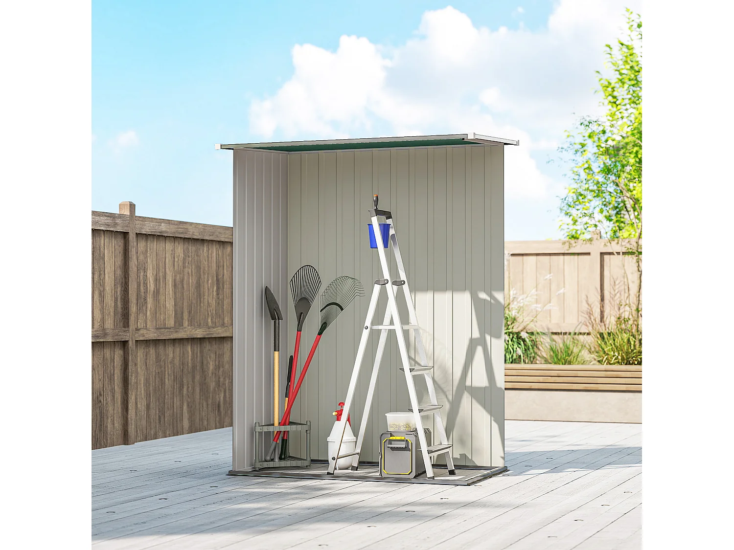 Casetta porta attrezzi acciaio impermeabile 142x84x189cm