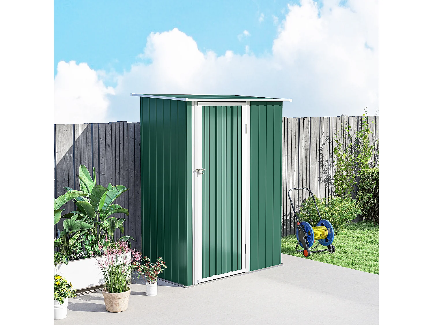 Casetta porta attrezzi acciaio impermeabile 142x84x189cm