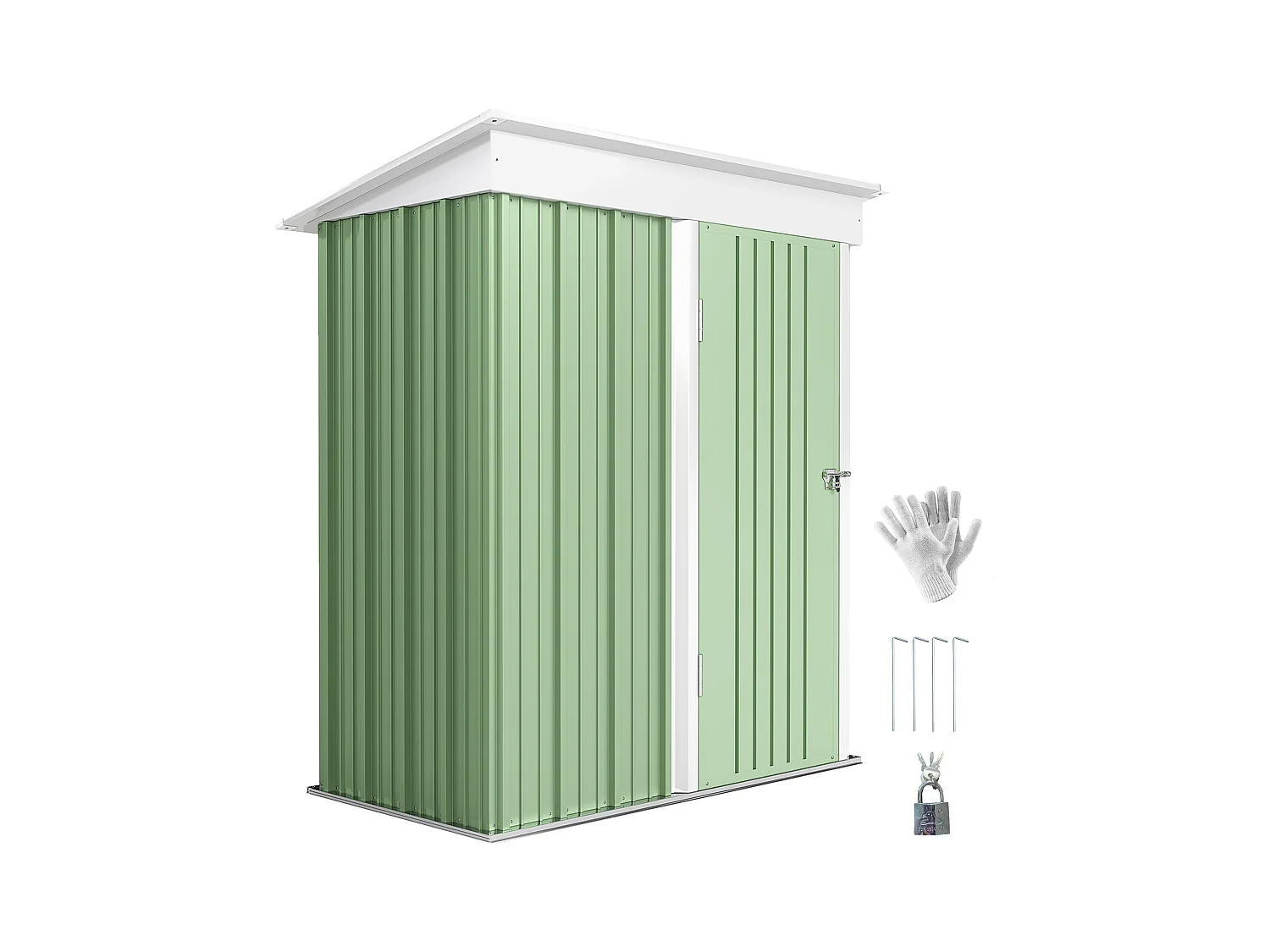 Casetta da giardino in acciaio con porta bloccabile verde