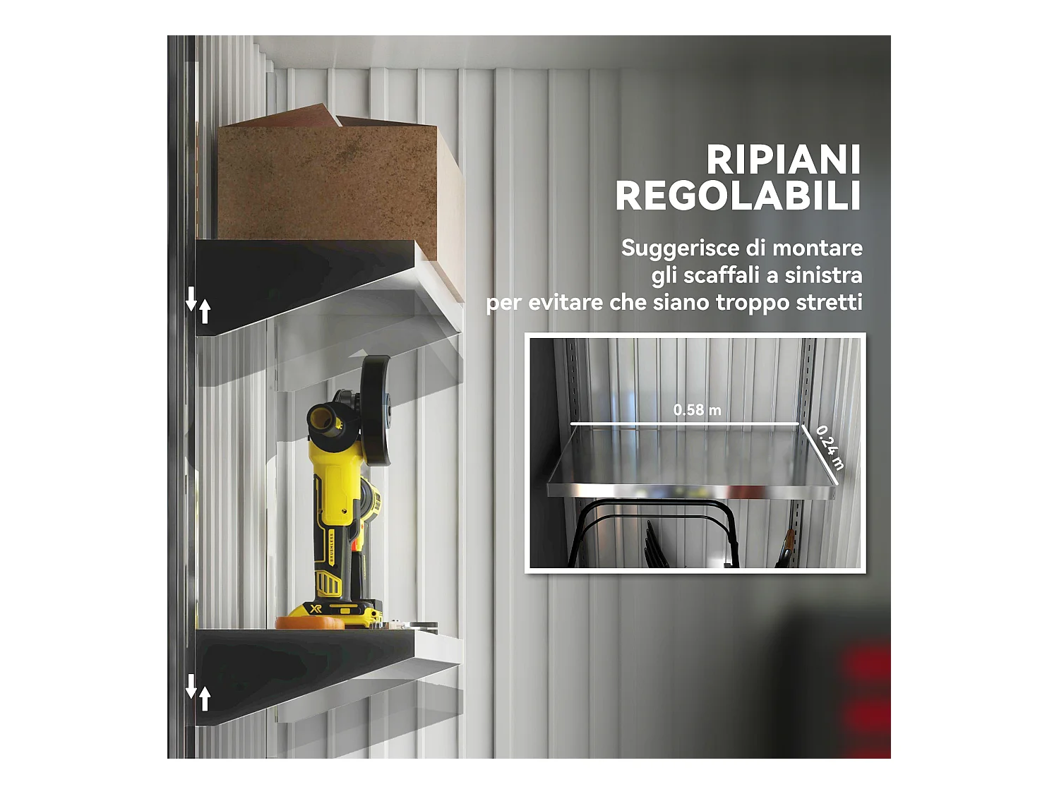 Casetta da giardino in acciaio con porta bloccabile verde