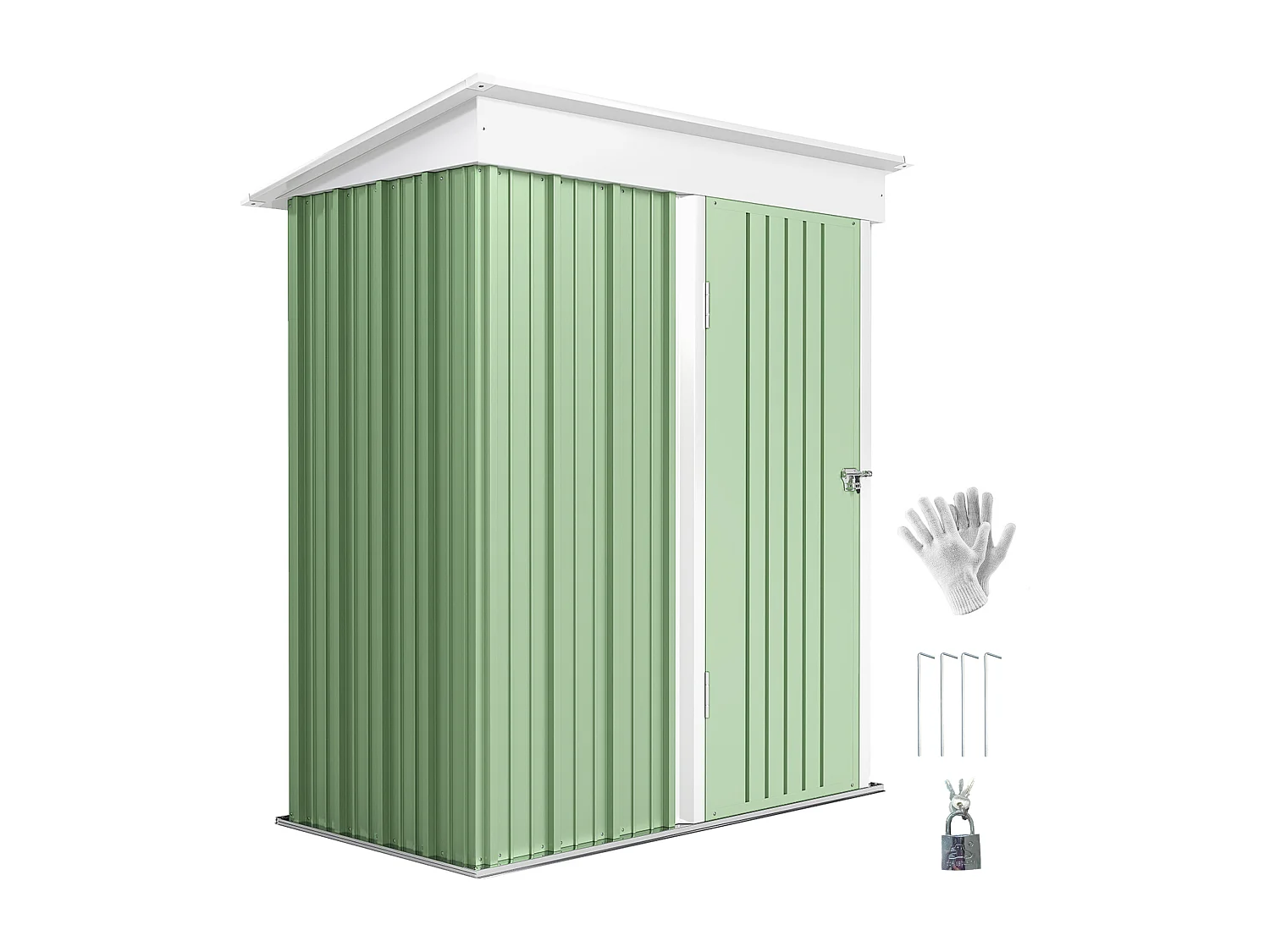 Casetta da giardino in acciaio con porta bloccabile verde