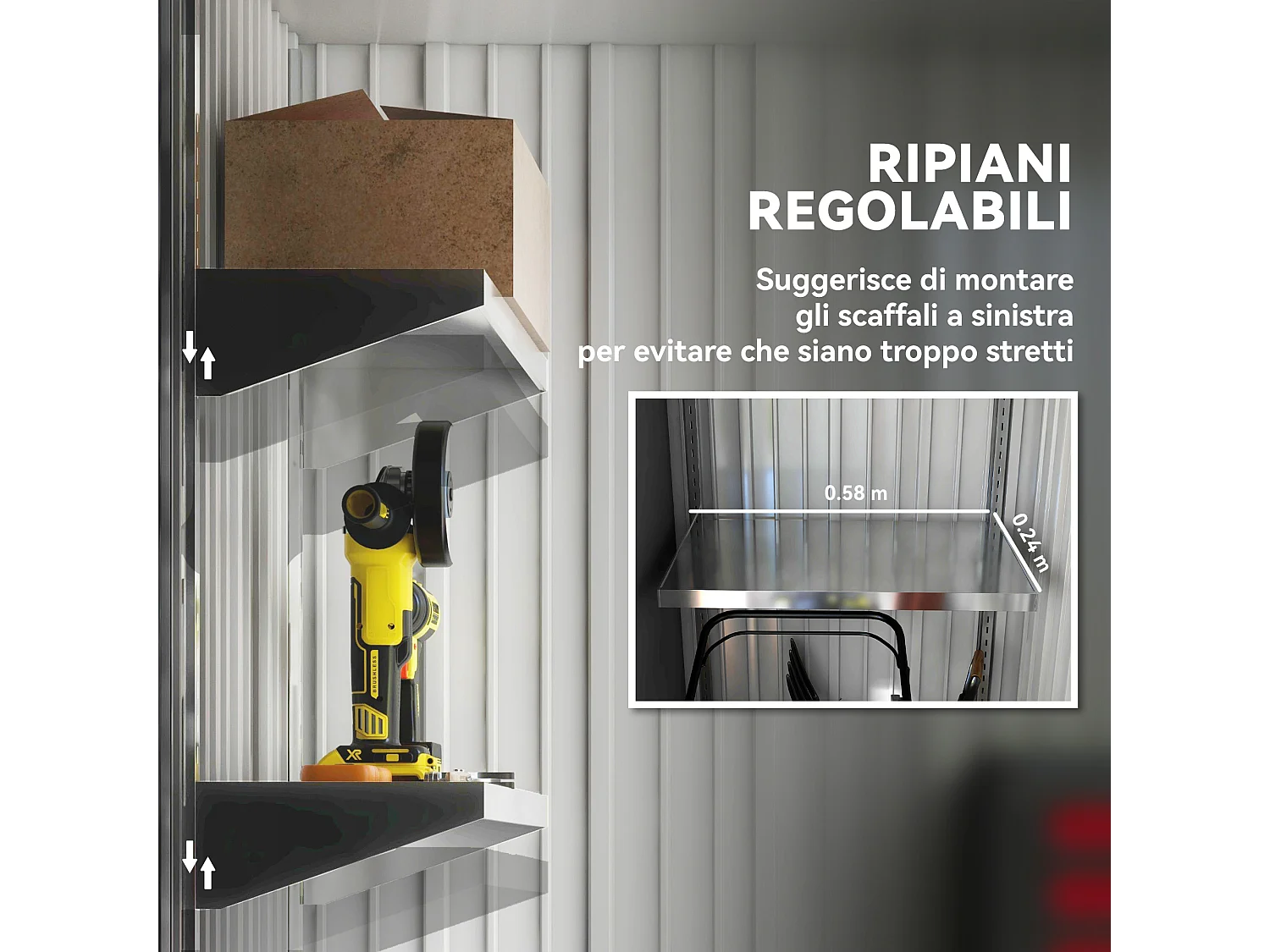 Casetta da giardino in acciaio con porta bloccabile verde