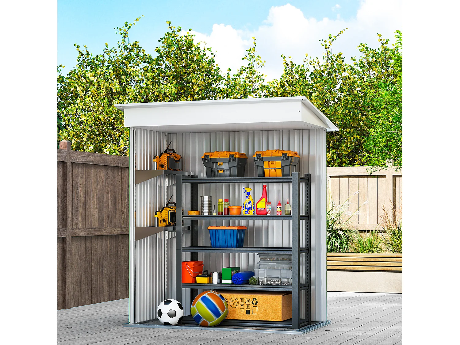 Casetta da giardino in acciaio con porta bloccabile verde