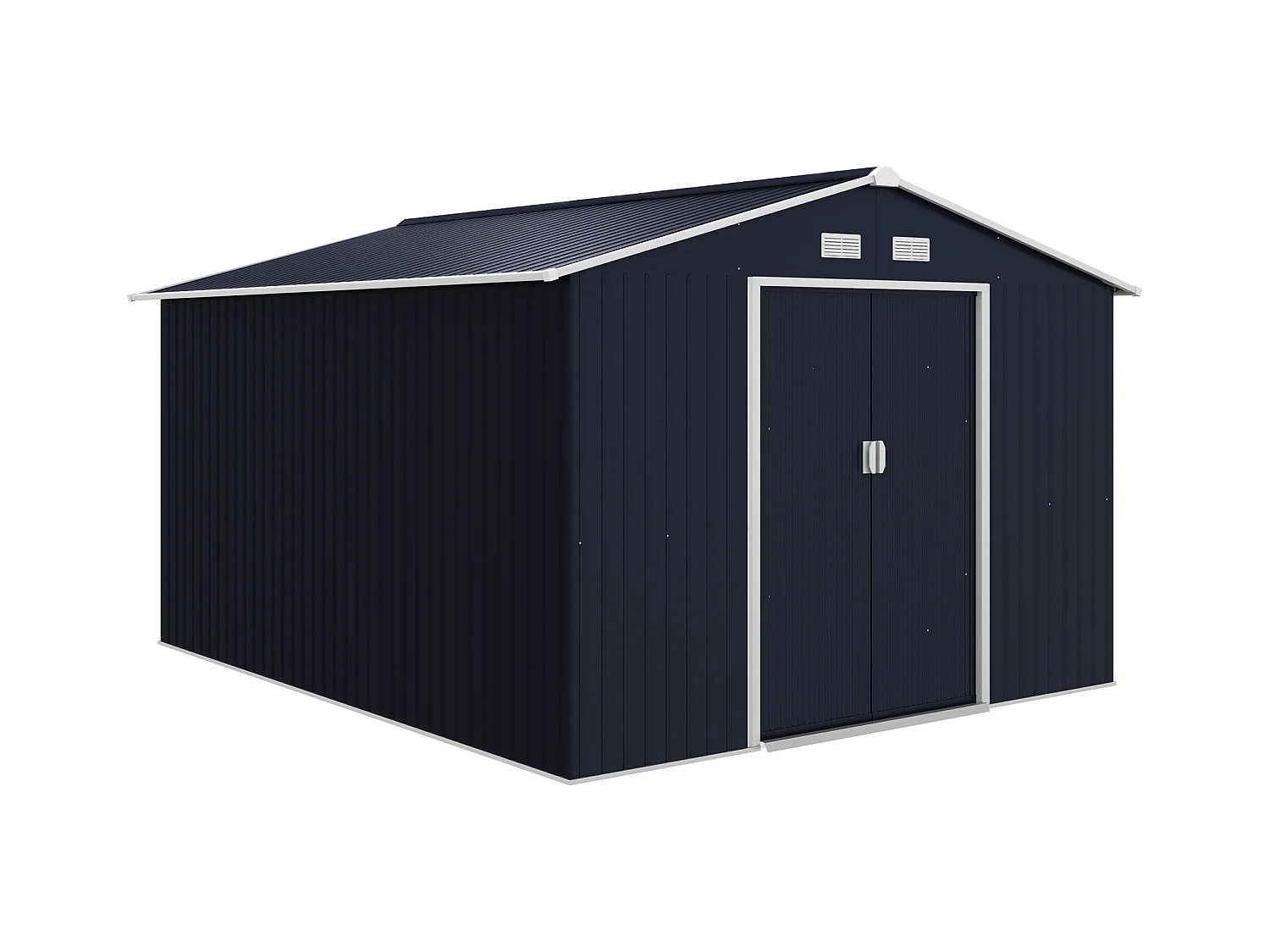 Capanno attrezzi in acciaio con 2 porte e 4 prese d'aria