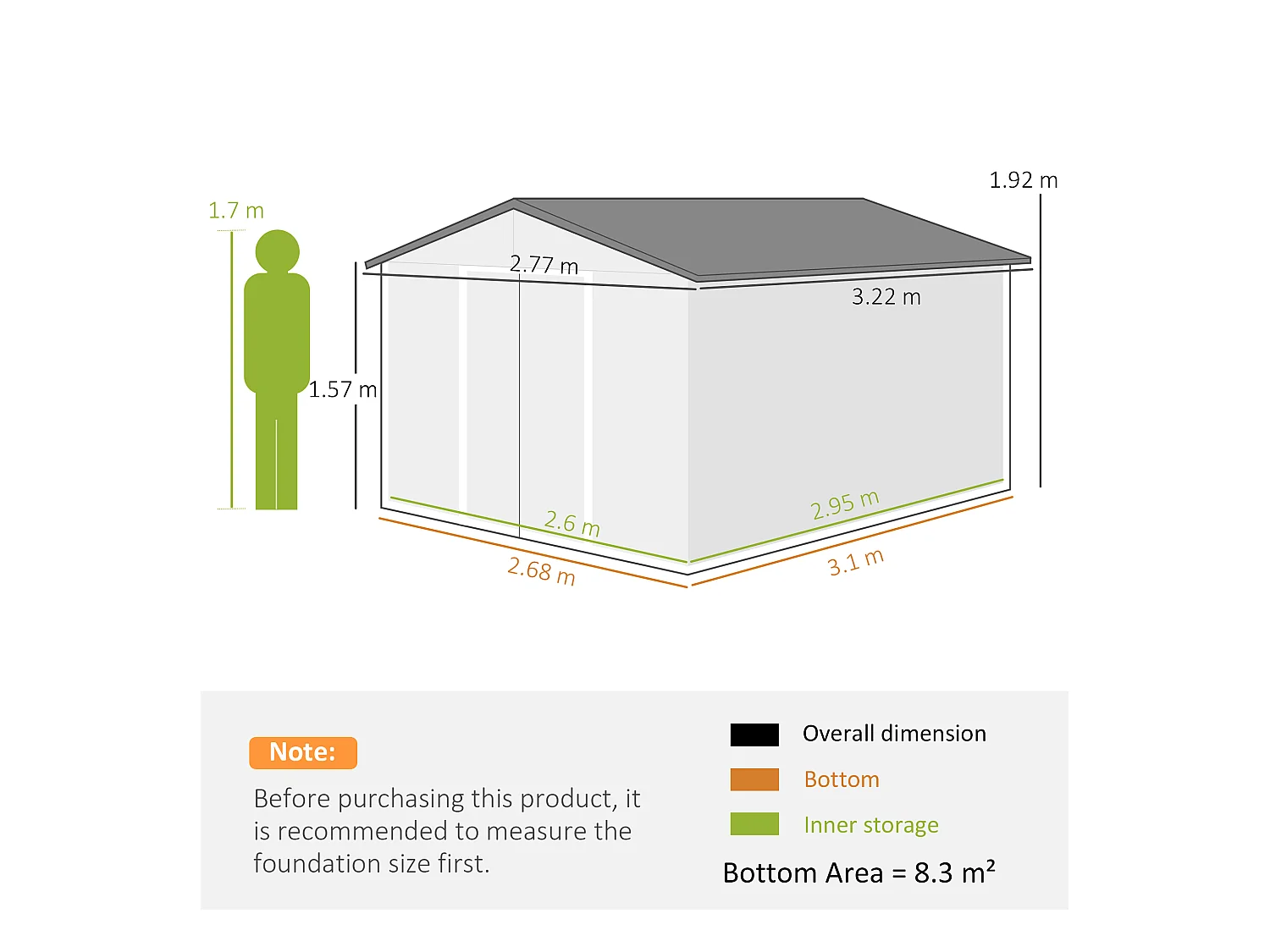 Capanno attrezzi in acciaio con 2 porte e 4 prese d'aria