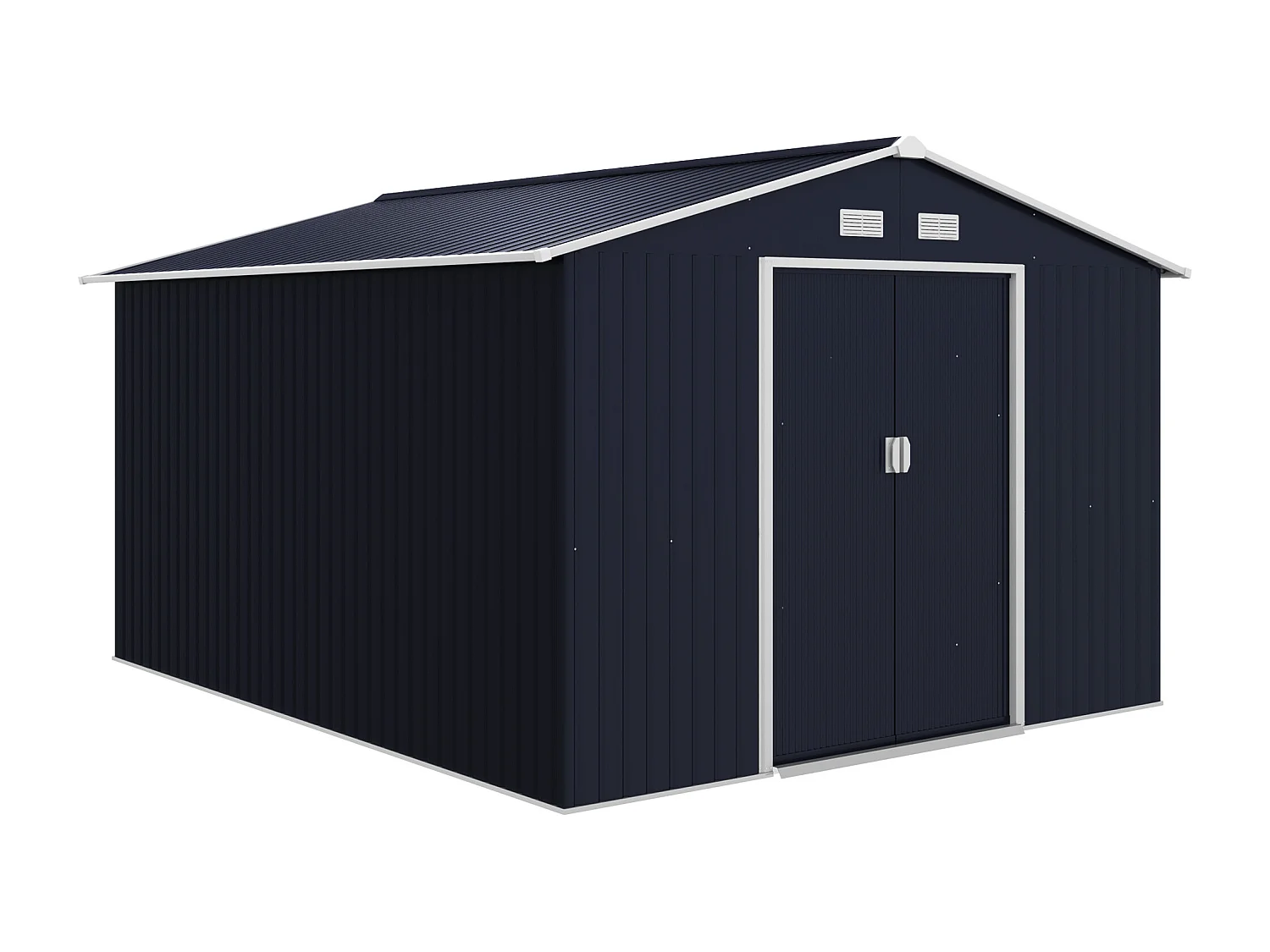 Capanno attrezzi in acciaio con 2 porte e 4 prese d'aria