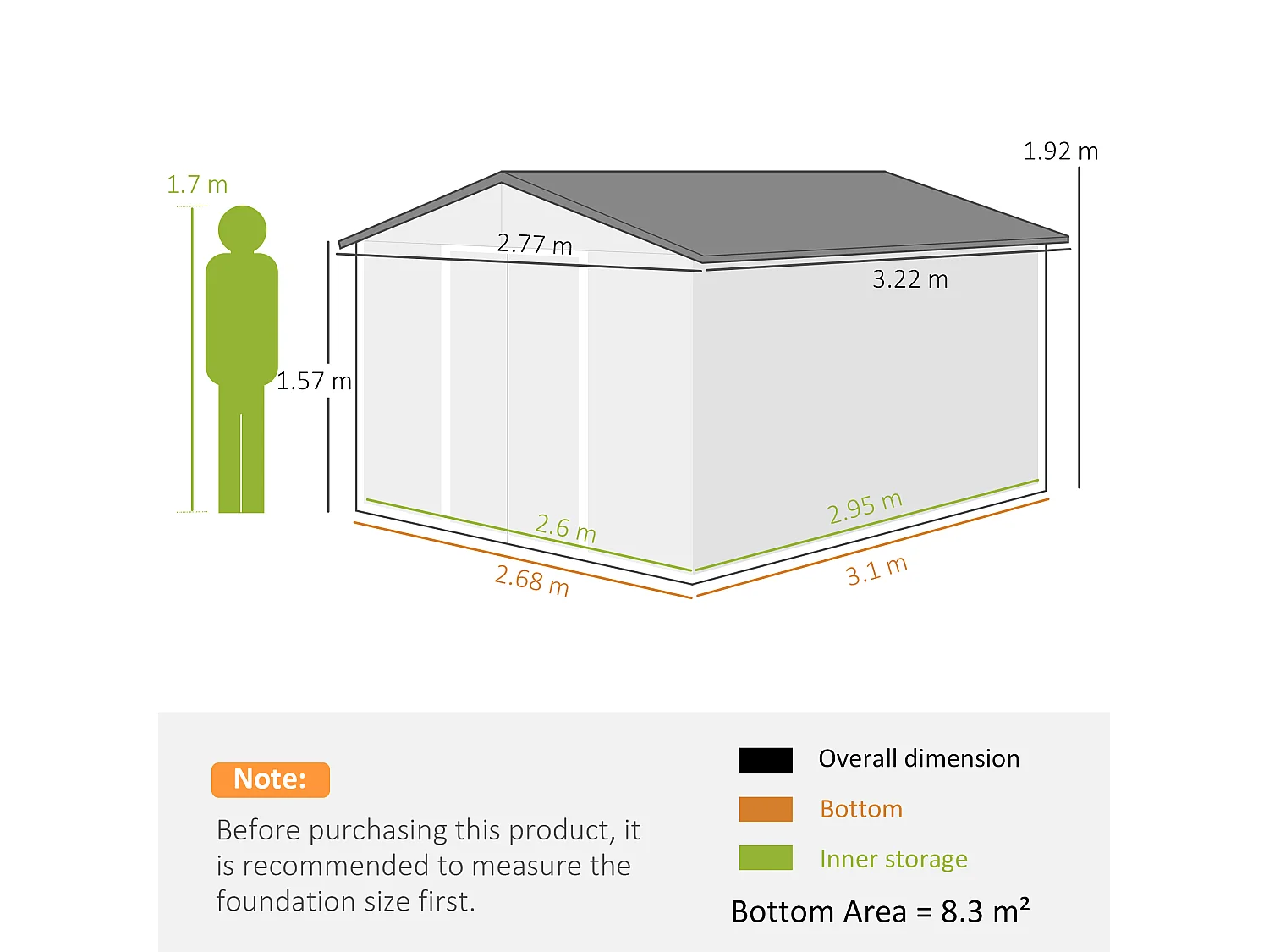 Capanno attrezzi in acciaio con 2 porte e 4 prese d'aria