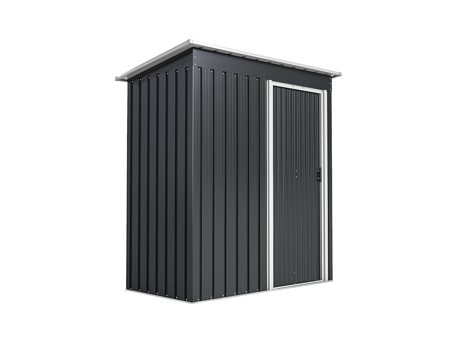 Casetta porta attrezzi con porta scorrevole in acciaio nero