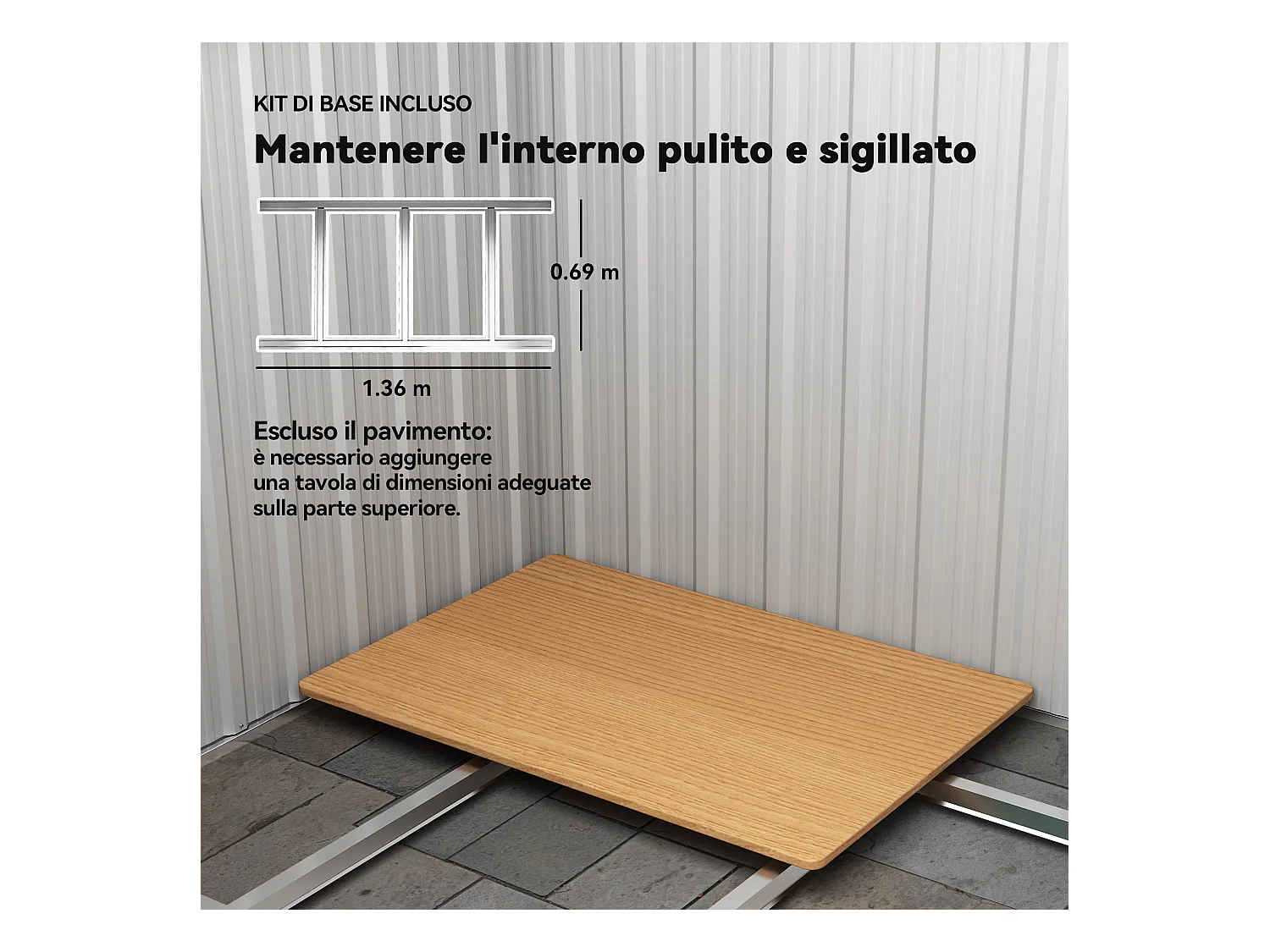 Casetta da giardino con tetto inclinato e prese d'aria acciaio verde