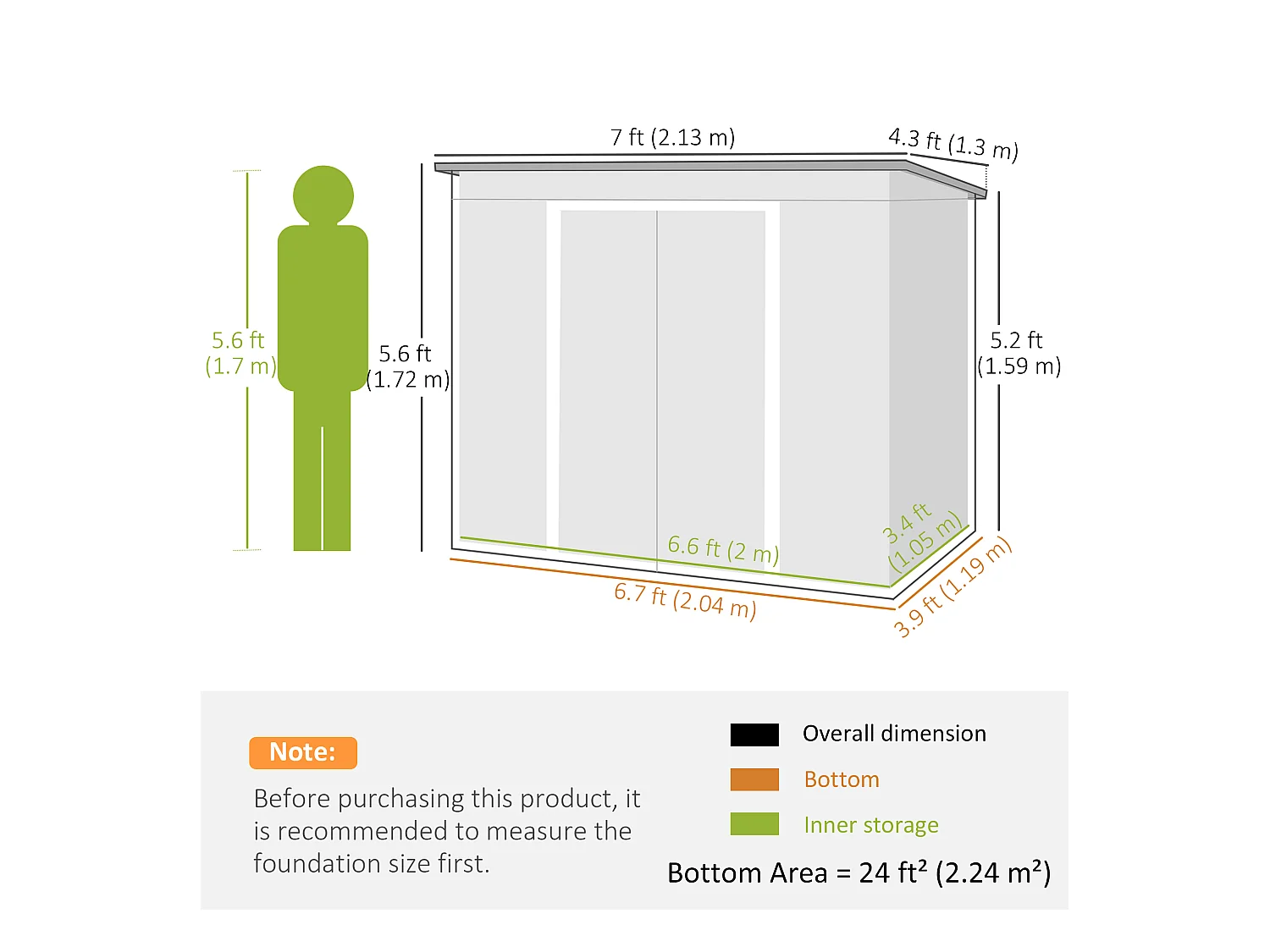 Capanno attrezzi in acciaio con tetto inclinato grigio