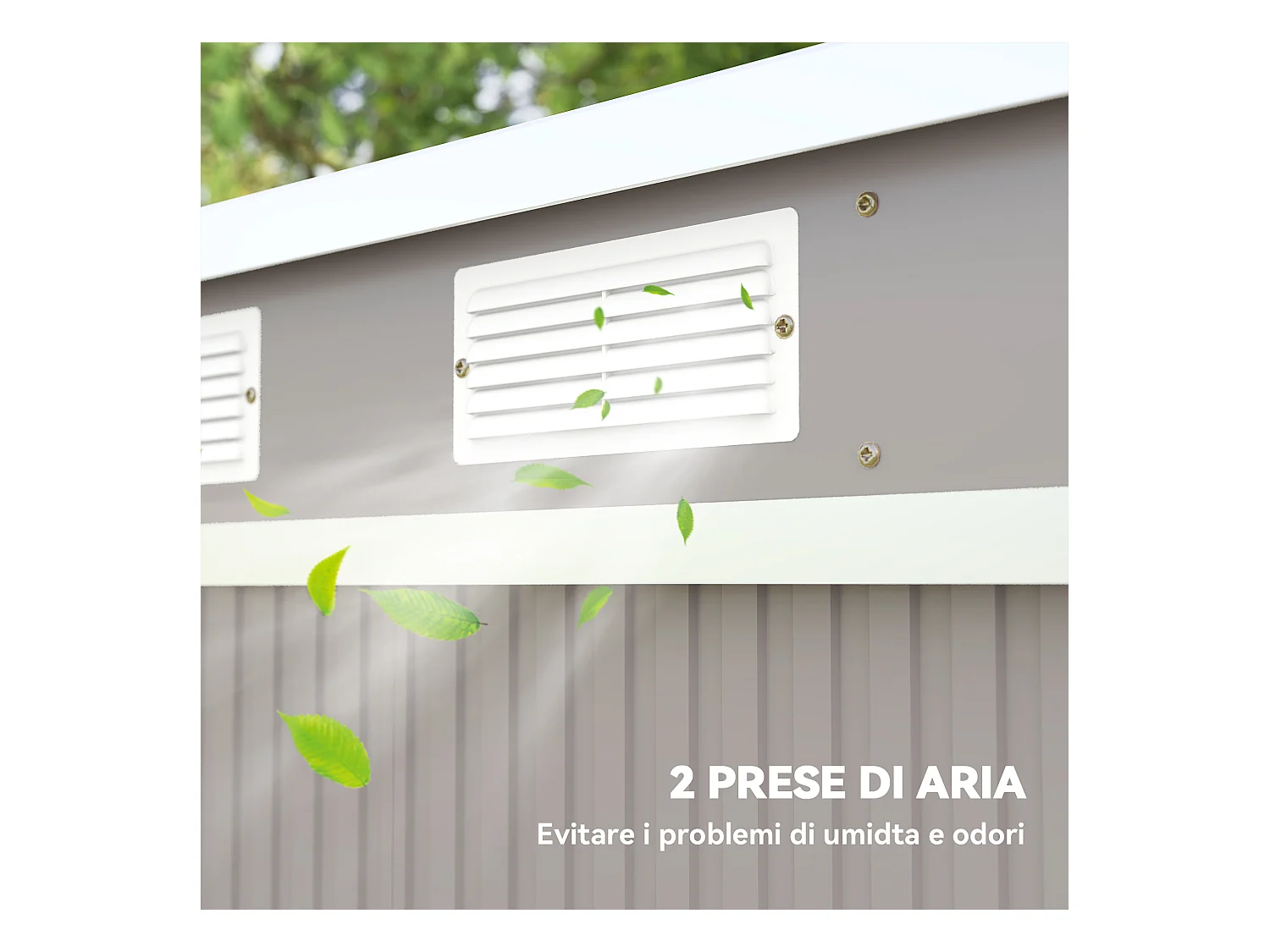 Capanno attrezzi in acciaio con tetto inclinato grigio