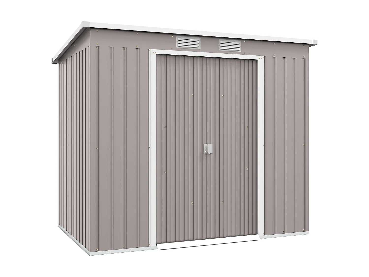 Capanno attrezzi in acciaio con tetto inclinato grigio