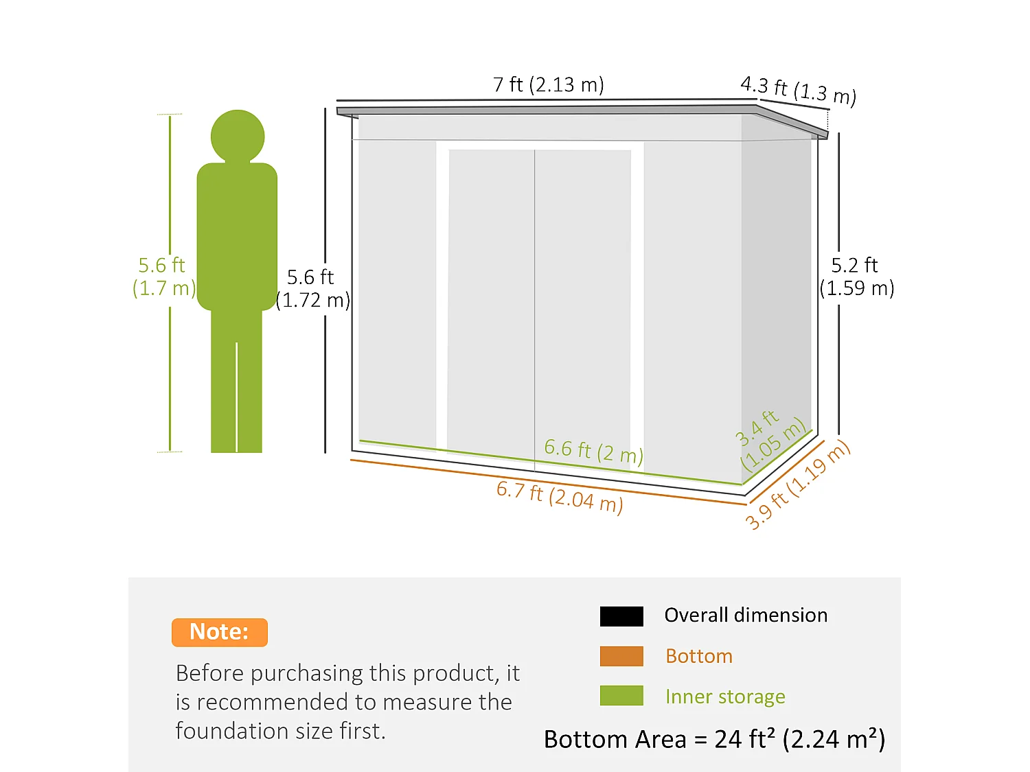 Capanno attrezzi in acciaio con tetto inclinato grigio