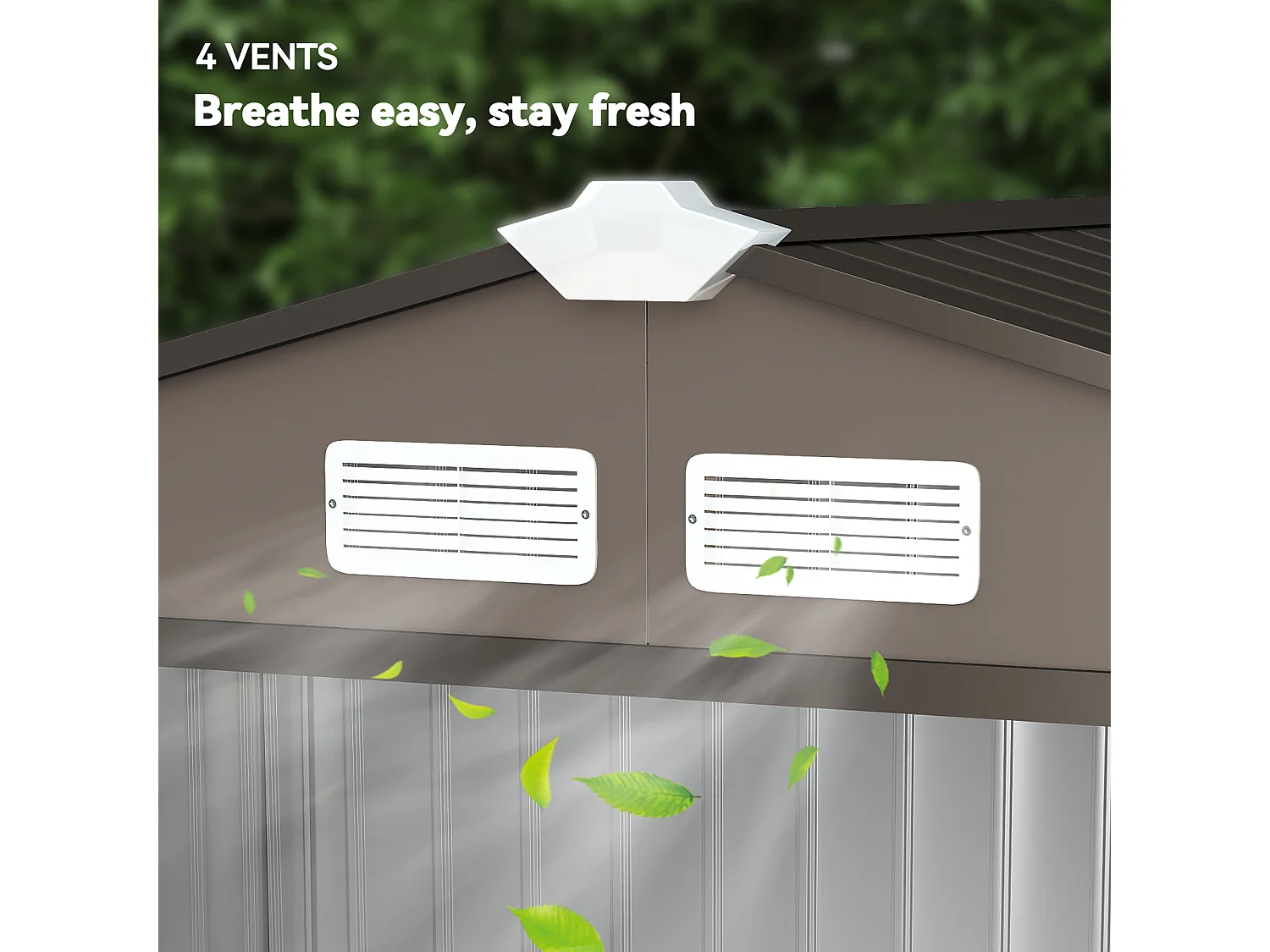 Casetta da giardino con porta scorrevole doppia in metallo marrone