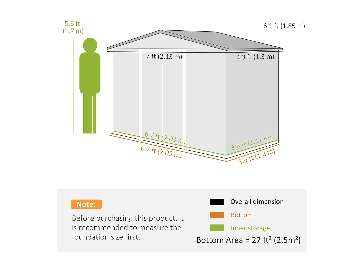 Casetta da giardino con porta scorrevole doppia in metallo marrone