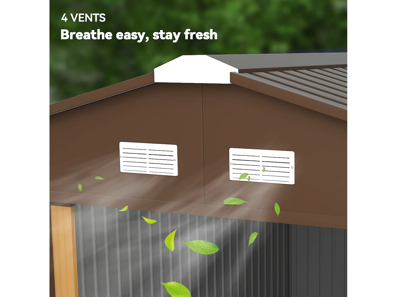 Casetta da giardino 340x386x200cm 2 porte 4 prese d'aria