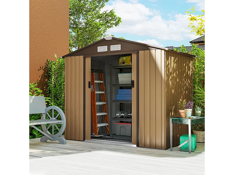 Casetta da giardino in lamiera porte scorrevoli 213x130x185cm