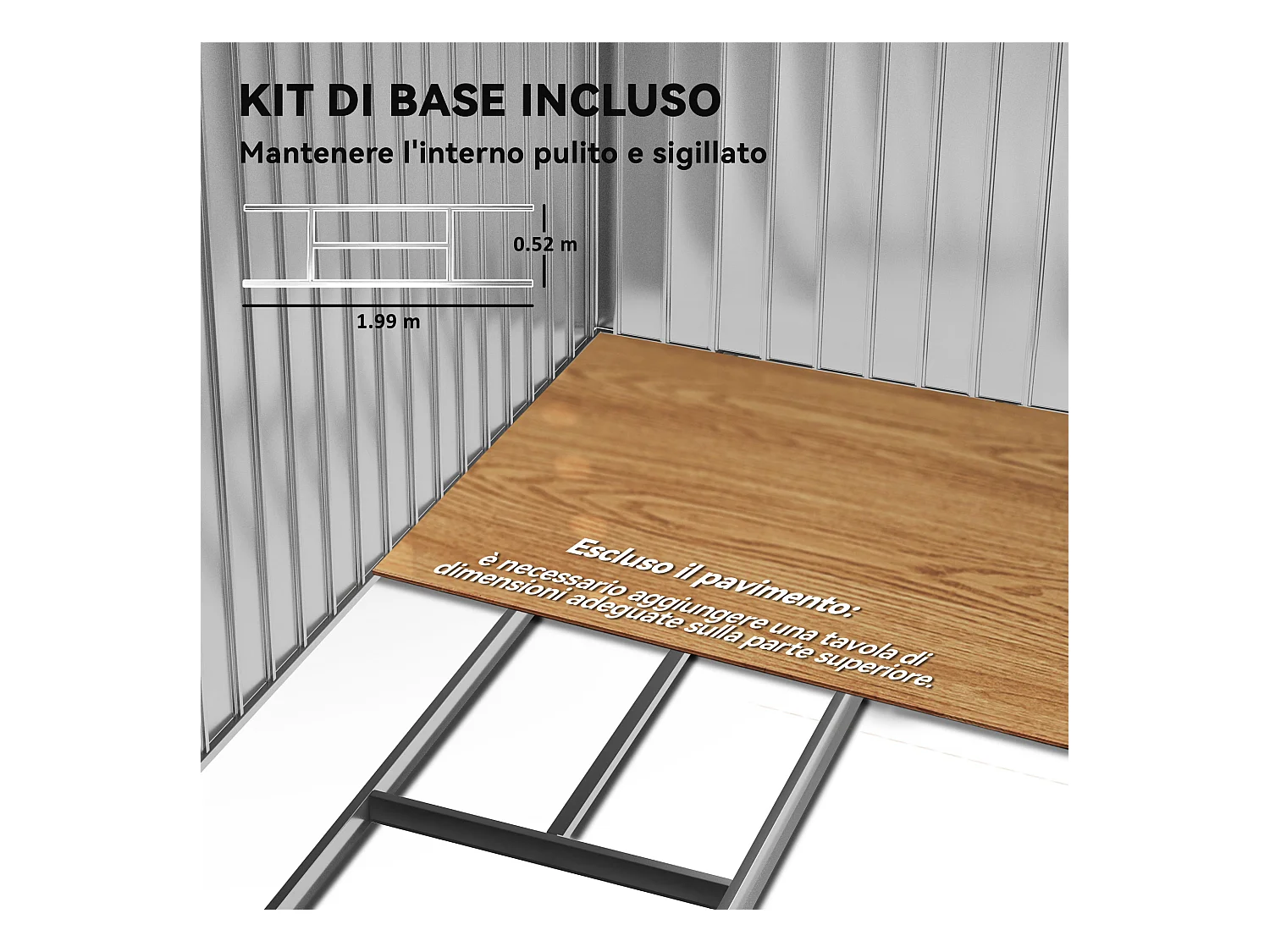 Casetta da giardino in lamiera porte scorrevoli 213x130x185cm