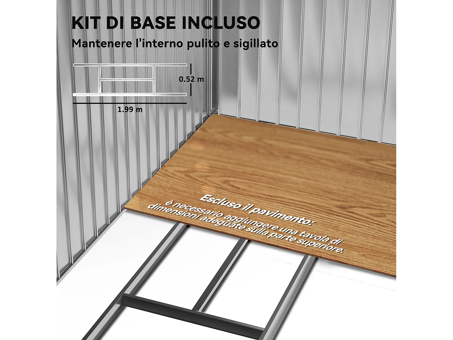 Casetta da giardino in lamiera porte scorrevoli 213x130x185cm