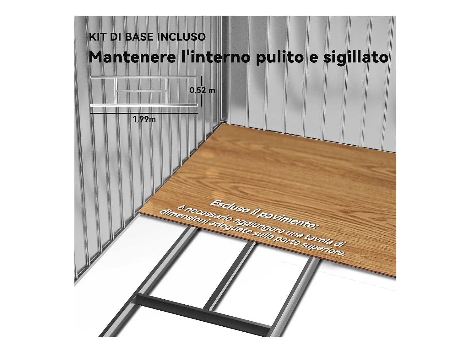 Casetta da giardino in lamiera porte scorrevoli 213x130x185 cm