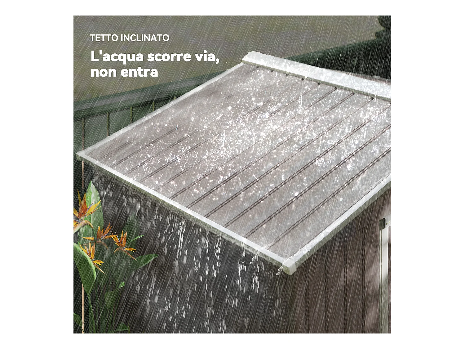 Casetta da giardino in lamiera porte scorrevoli 213x130x185 cm