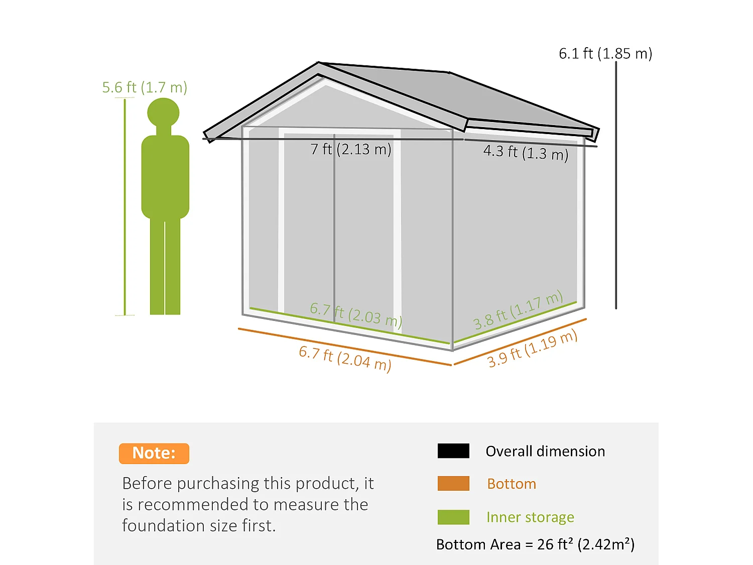 Casetta da giardino in lamiera porte scorrevoli 213x130x185 cm