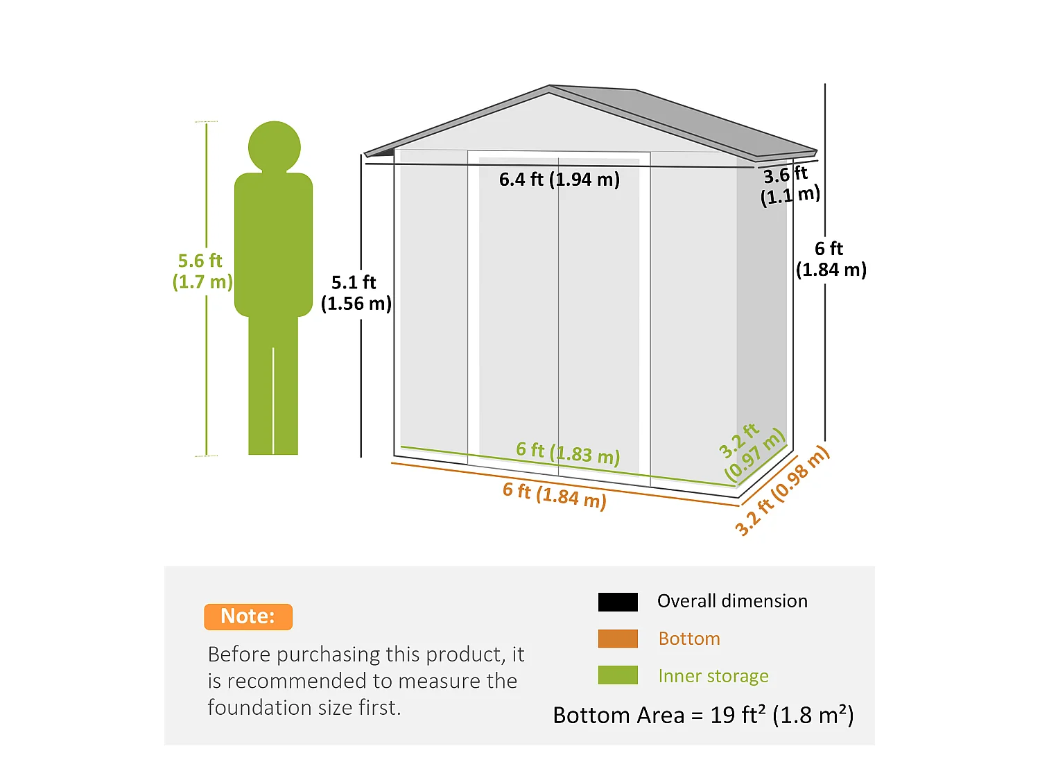 Casetta da giardino con doppia porta scorrevole e prese d'aria grigio