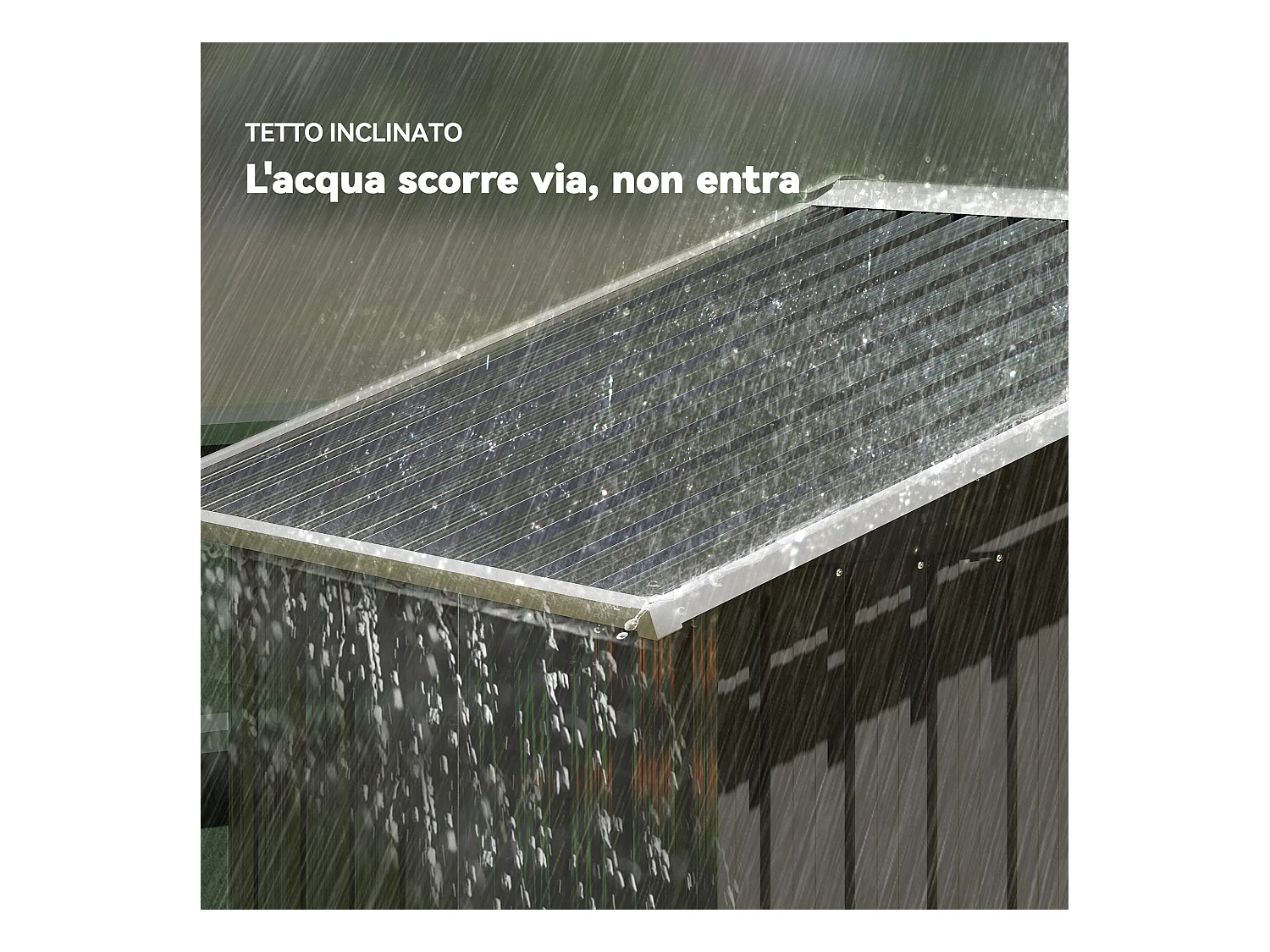 Casetta da giardino con doppia porta scorrevole e prese d'aria grigio