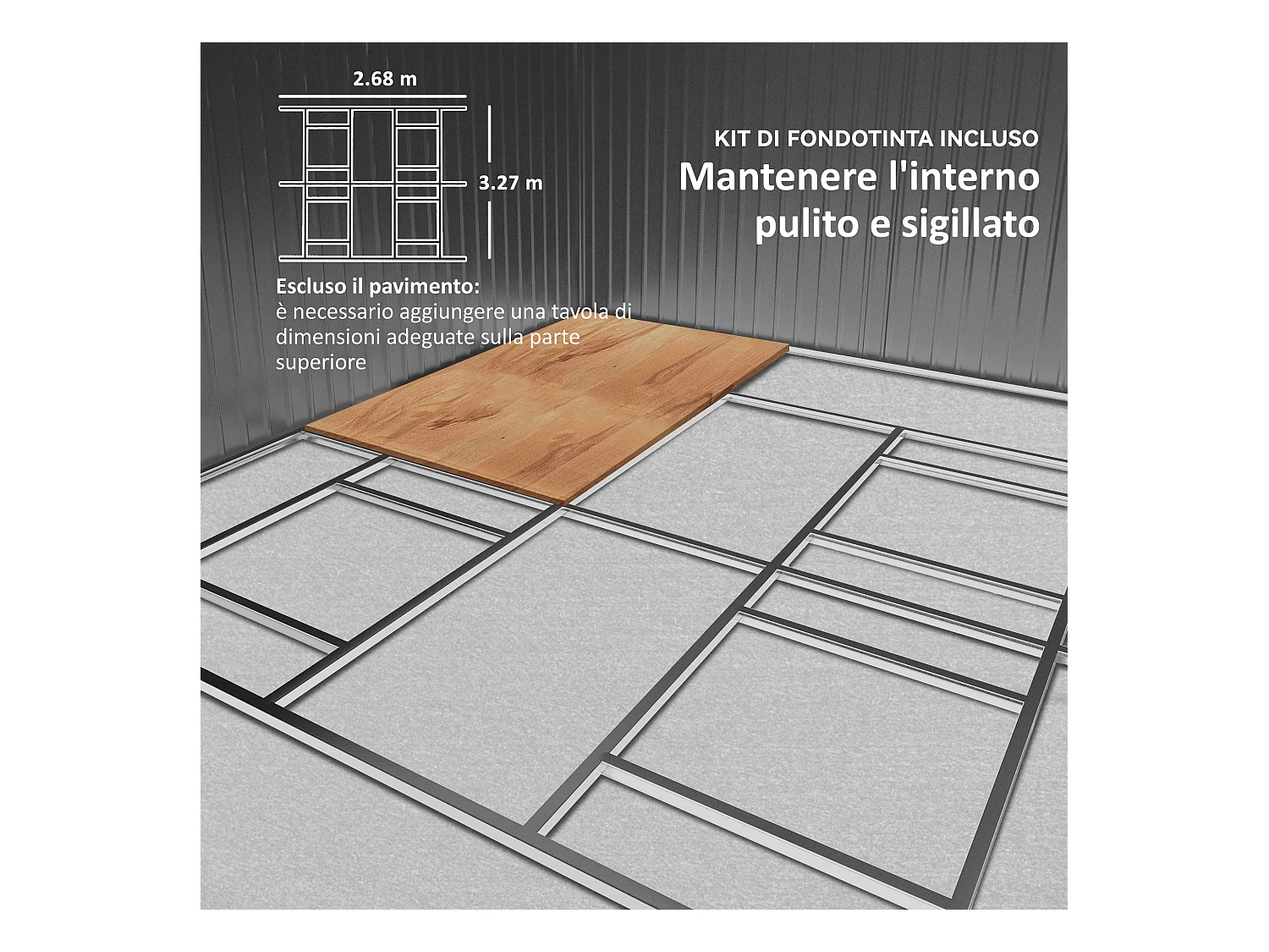 Casetta da giardino 340x386x200cm 2 porte 4 prese d'aria