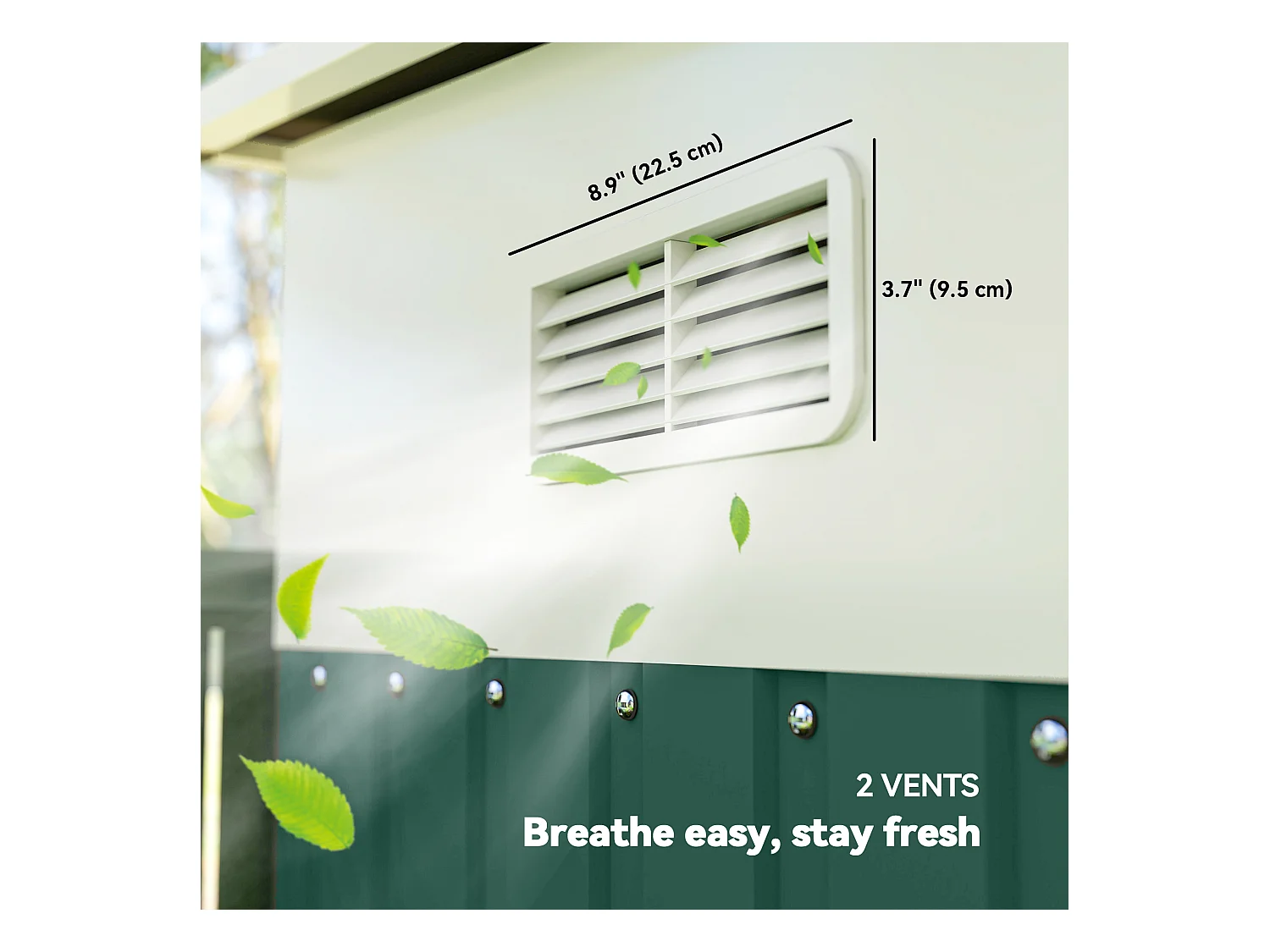 Casetta da giardino con porta scorrevole in acciaio verde