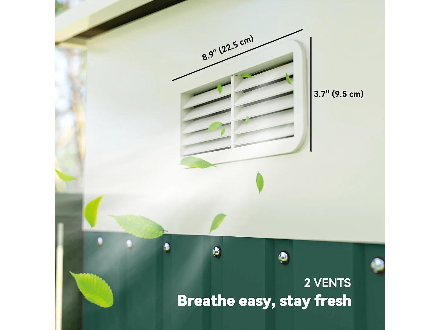 Casetta da giardino con porta scorrevole in acciaio verde