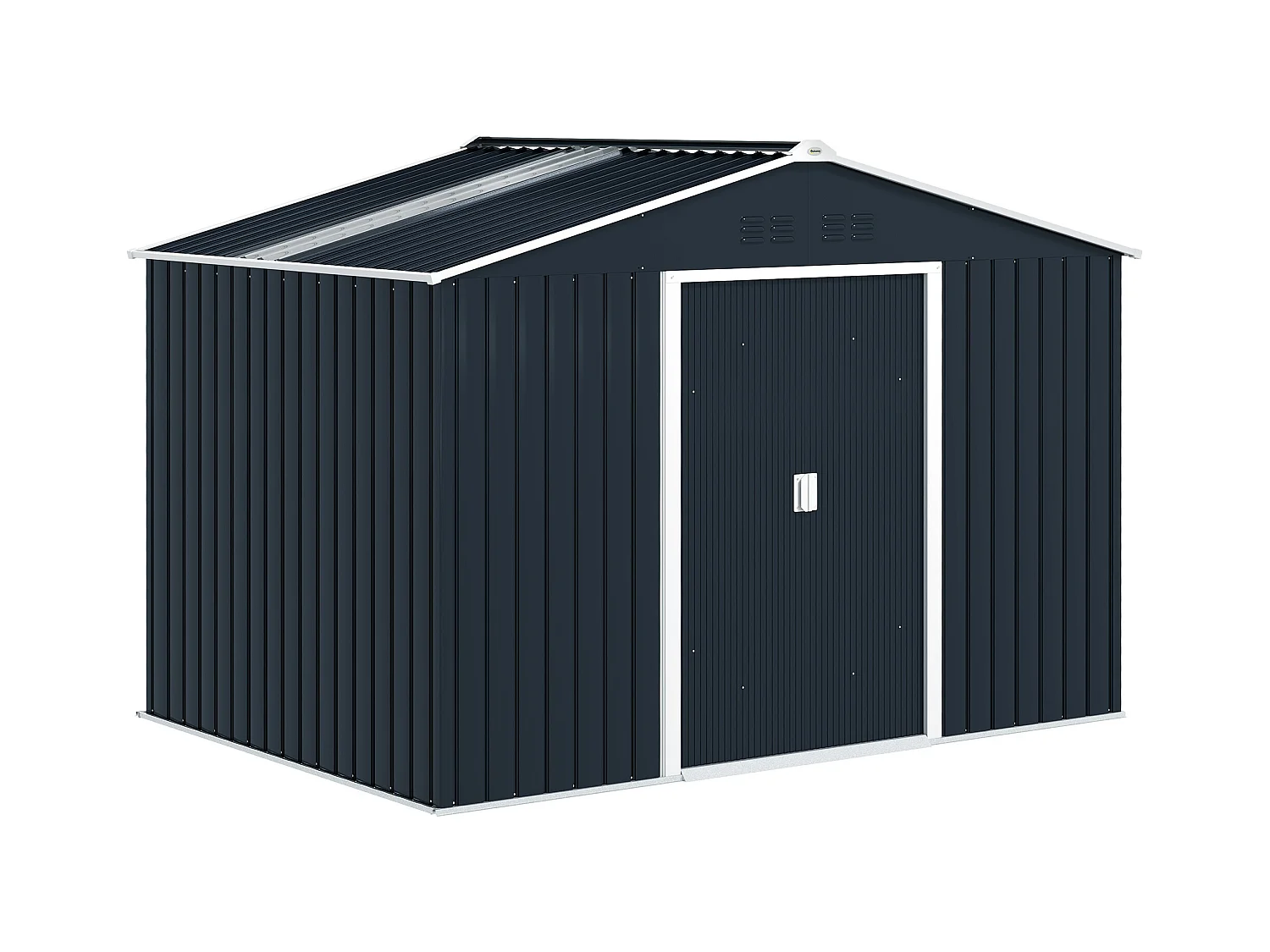 Casetta porta attrezzi in acciaio con tetto inclinato e 2 porte grigio